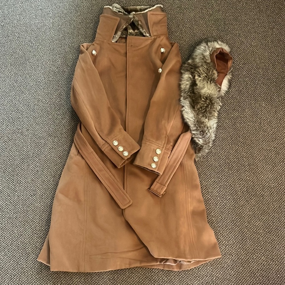 New York company tan wool long coat